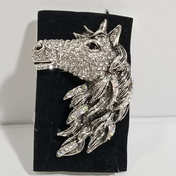 Horse head rhinestone brooch/pendant 2 1/2"x2"  1.1994 - Picture 1 of 12